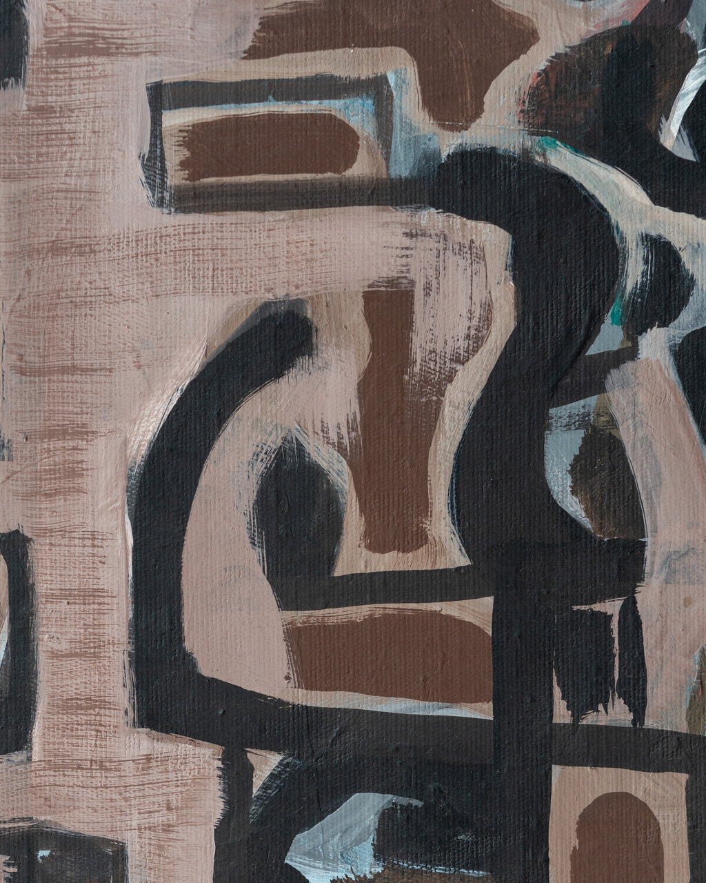 Framed Abstract Oil on Canvas,  Titled on Verso "Dos Caciques"