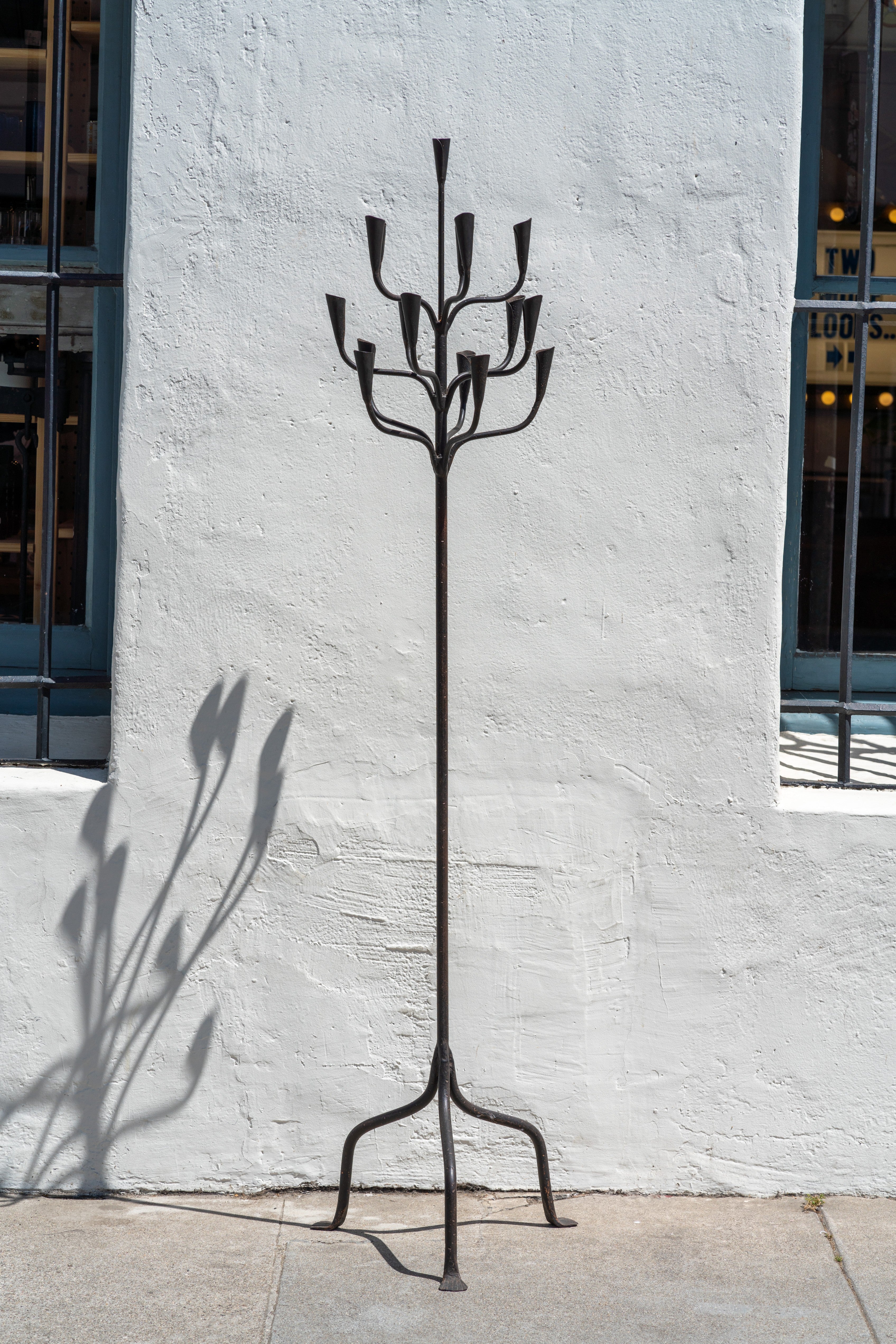 Vintage Forged Iron Floor Candelabra