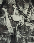 Vintage 1950s Framed Abstract Lithograph by Ted Kloski Entitled: The Griffin