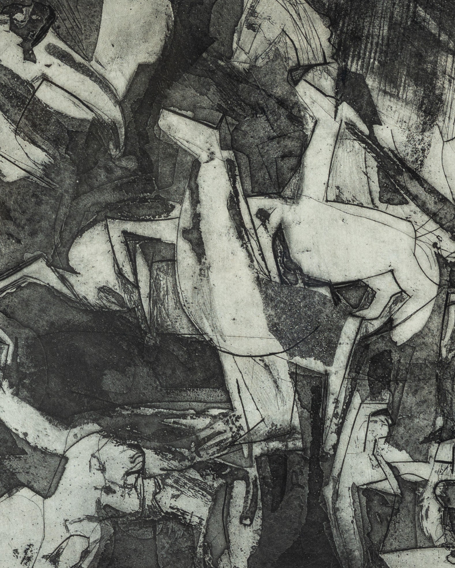 Vintage 1950s Framed Abstract Lithograph by Ted Kloski Entitled: The Griffin