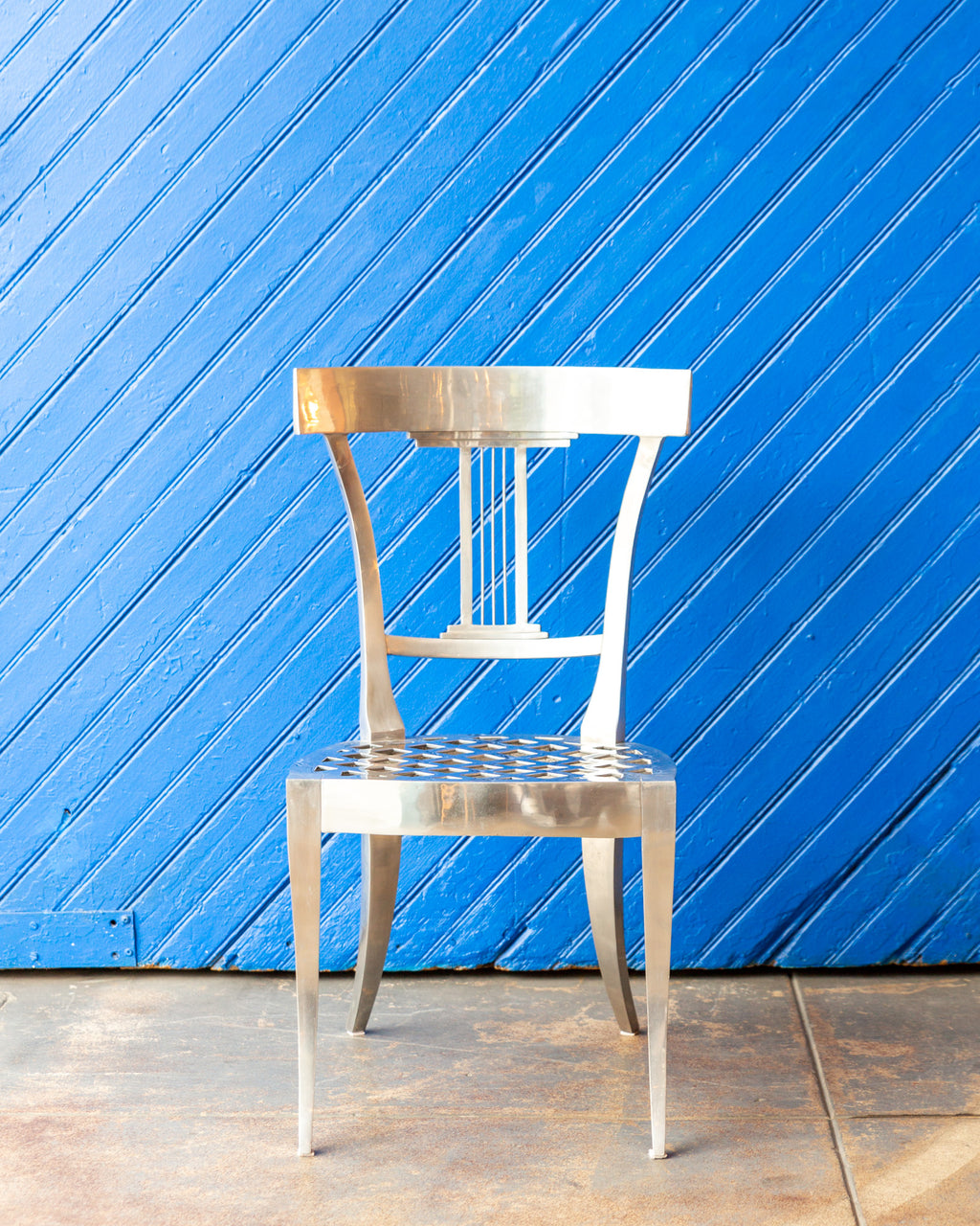 Polished Aluminum Klismos Chair