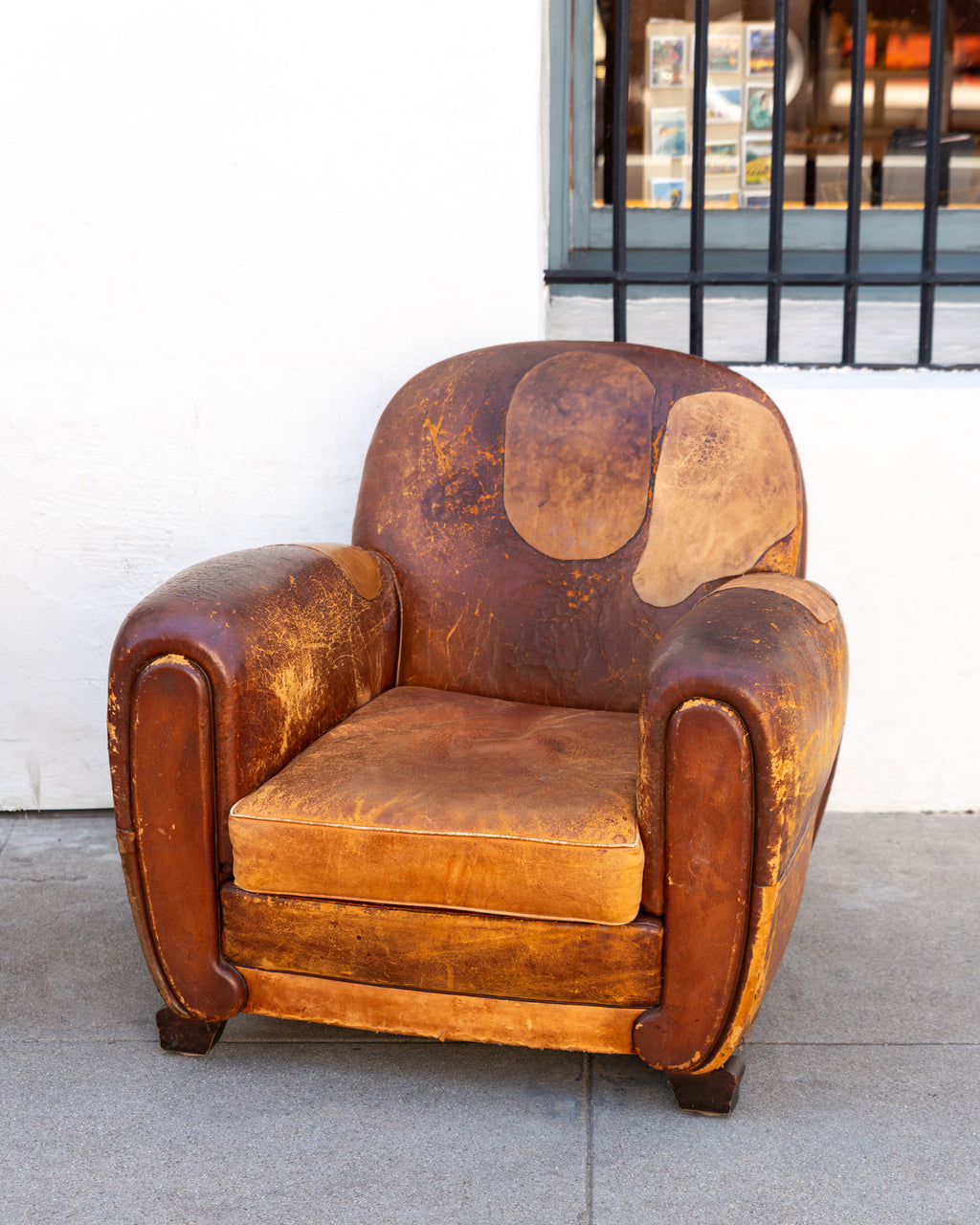 Pair of 1920's French Club Chairs with Leather Patches