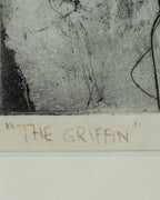 Vintage 1950s Framed Abstract Lithograph by Ted Kloski Entitled: The Griffin