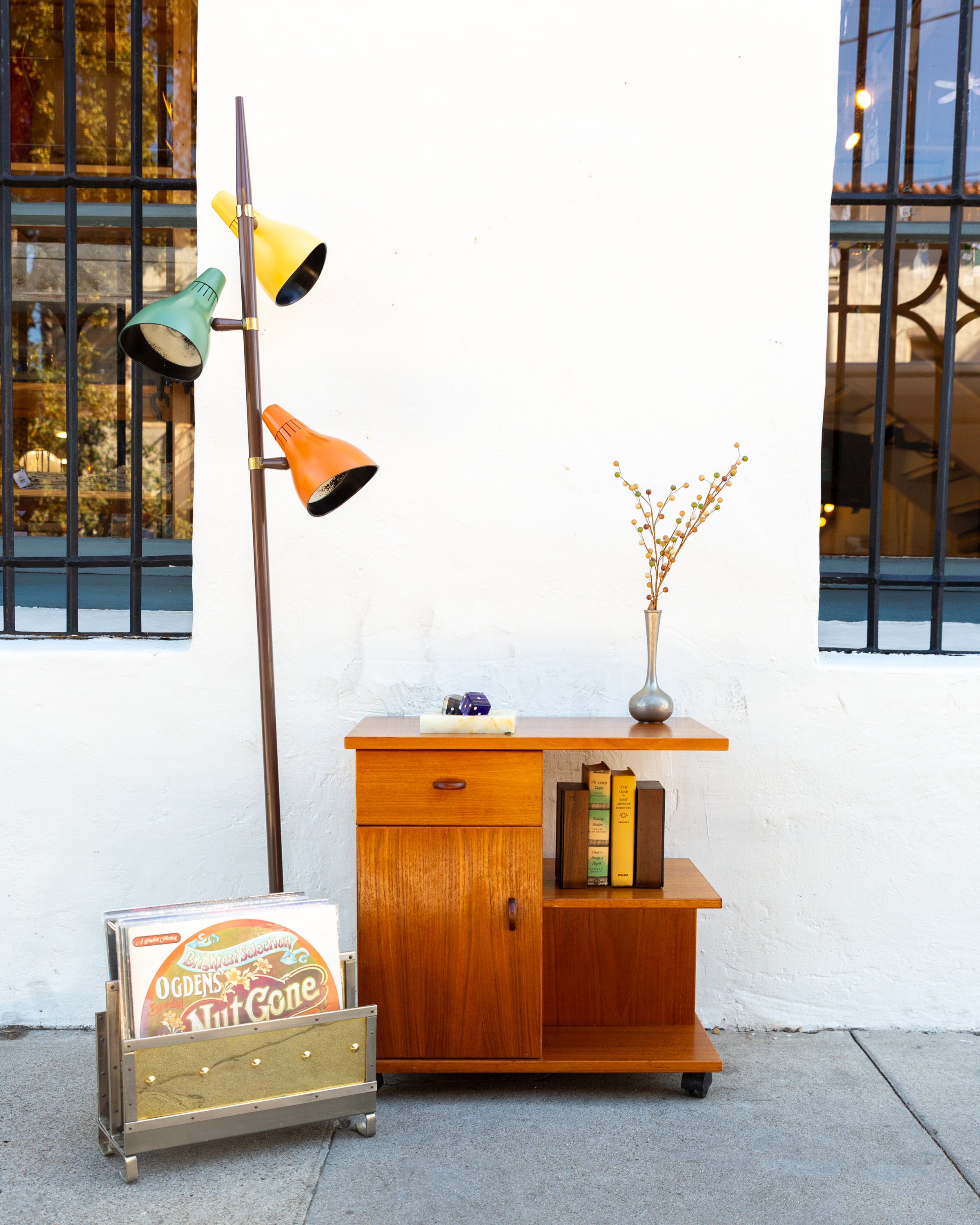 Vintage Danish Teak Rolling Cabinet Cart