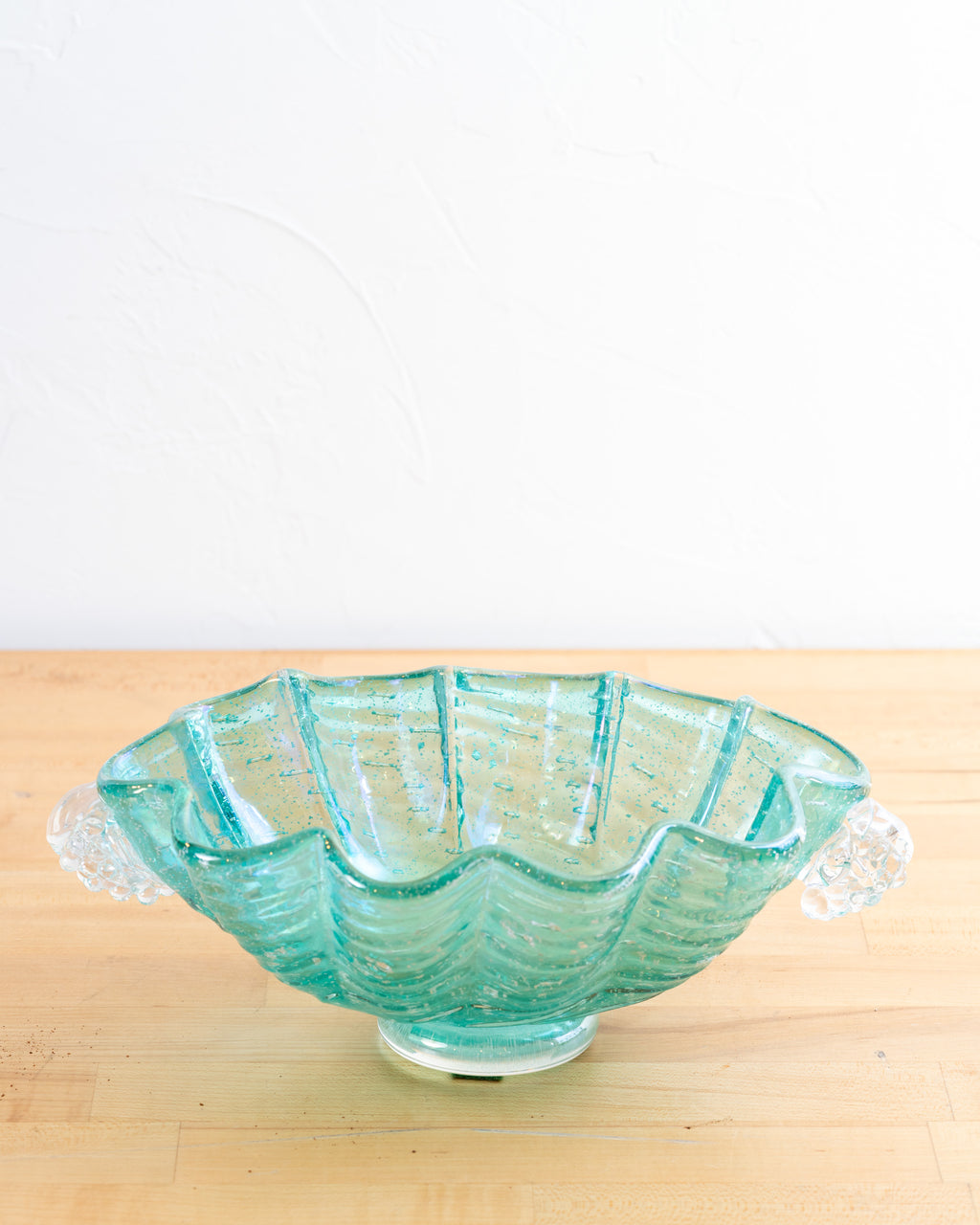 Vintage Handblown Murano Glass Bowl with Grape Handles