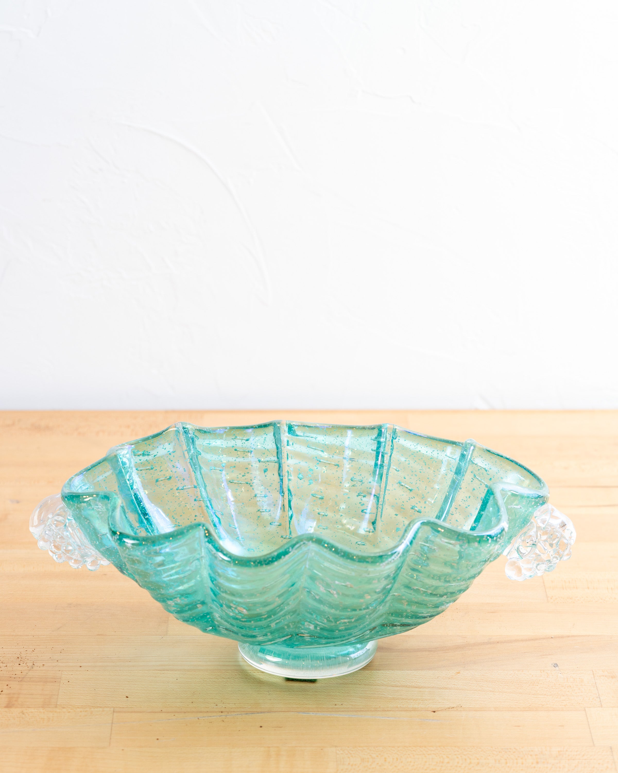 Vintage Handblown Murano Glass Bowl with Grape Handles