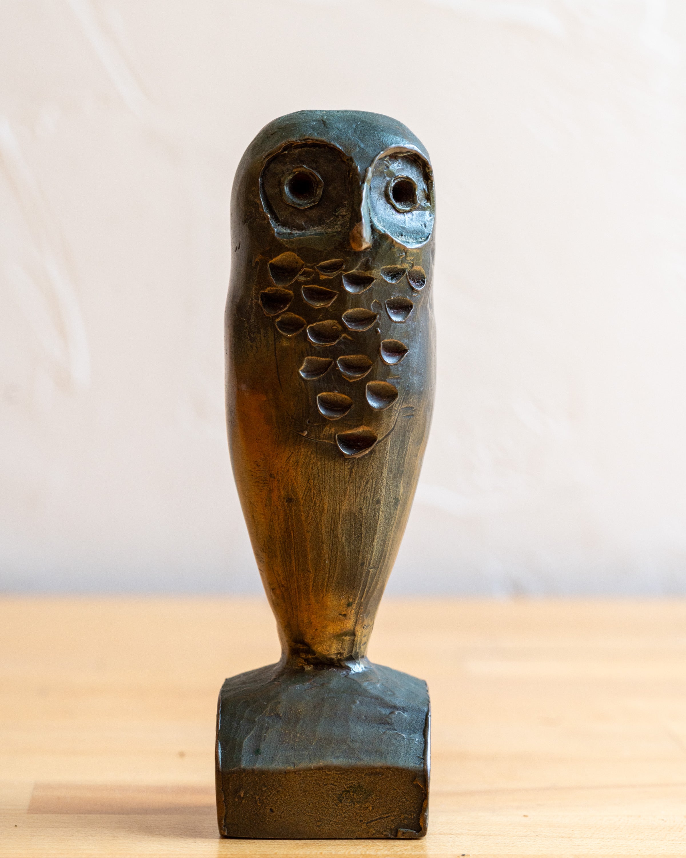 Bronze Owl Sculpture Signed
