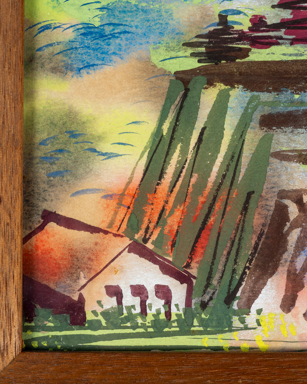 Gouache Painting Circa 1950s, Style Of Erle Loran