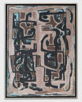 Framed Abstract Oil on Canvas,  Titled on Verso "Dos Caciques"