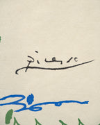 Detail of the Picasso signature printed in black in the plate at lower right of the lithograph.